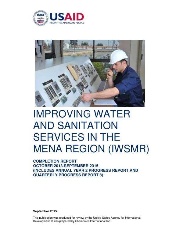Improving water and sanitation services in the MENA region (IWSMR) : completion report : October 2013-September 2015