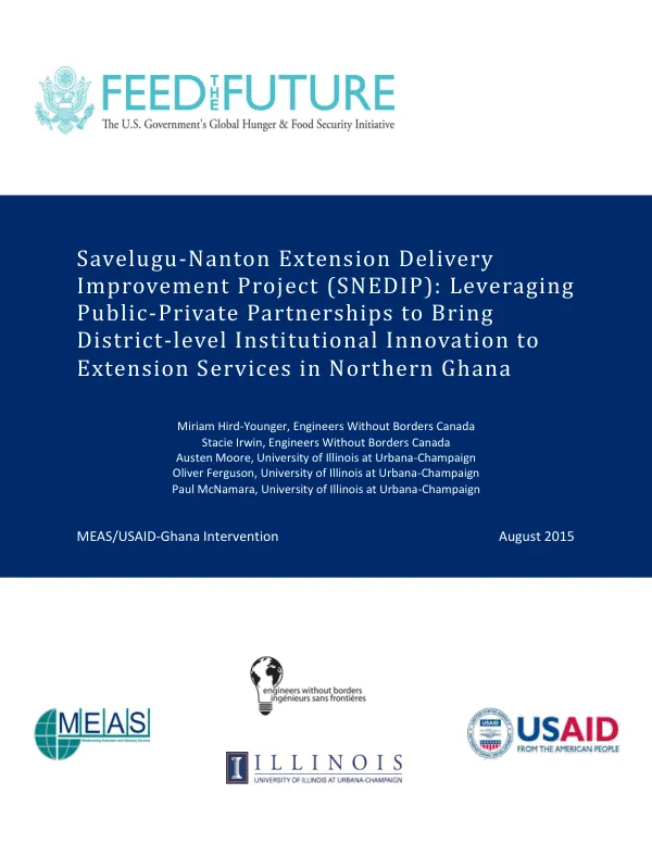Savelugu-Nanton extension delivery improvement project (SNEDIP): leveraging public-private partnerships to bring district-level institutional innovation to extension services in Northern Ghana