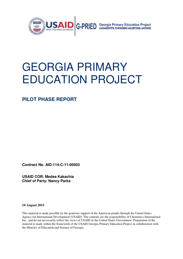 Georgia primary education project : pilot phase report