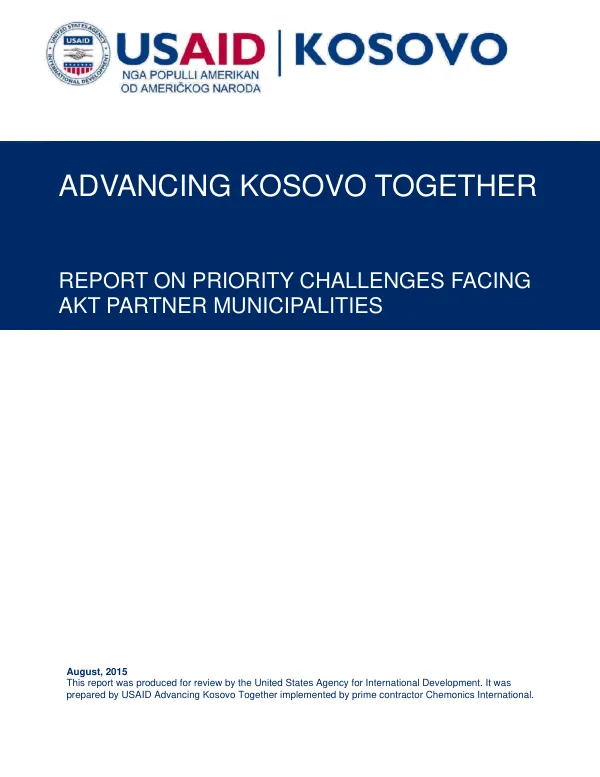 Advancing Kosovo together : report on priority challenges facing AKT partner municipalities