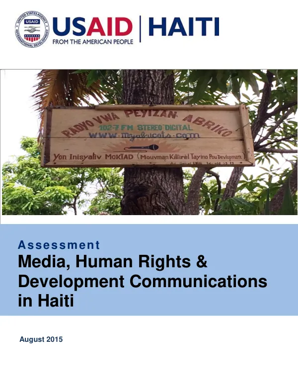 Media, human rights & development communications in Haiti : an assessment of the media, with particular attention to the human rights and development communications aspect