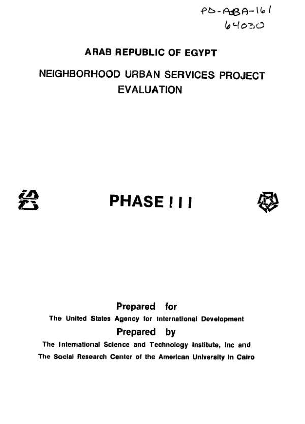 Neighborhood urban services evaluation project, phase III
