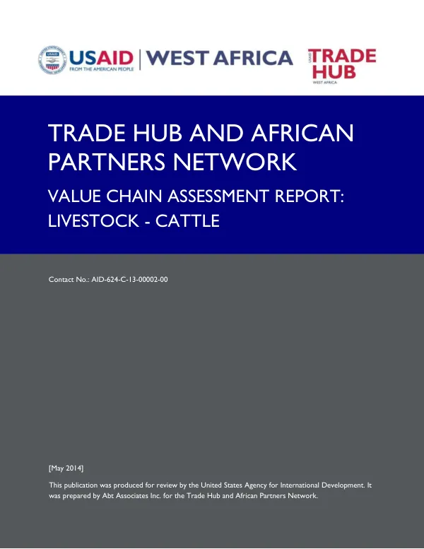 Value chain assessment report : livestock cattle value chain