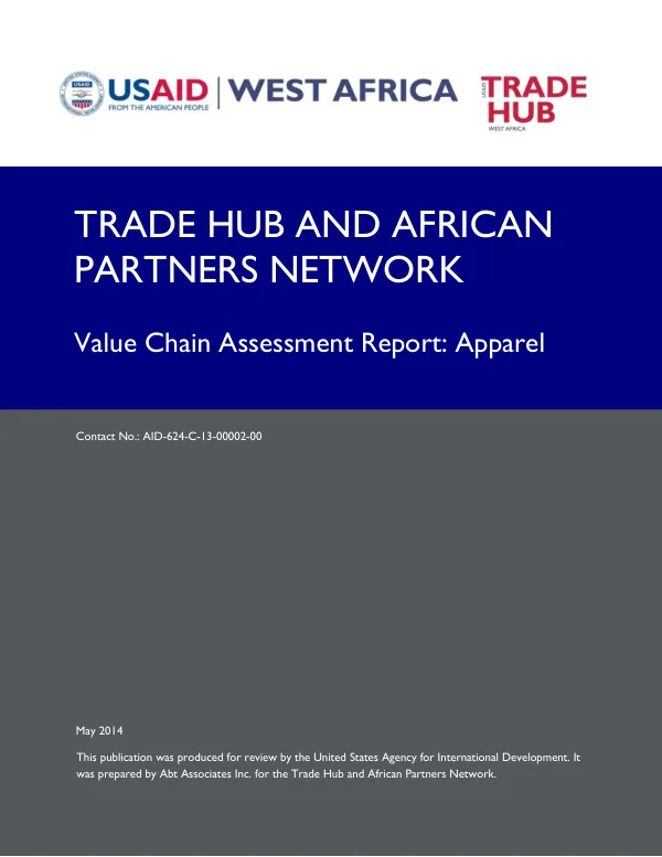 Value chain assessment report : apparel value chain