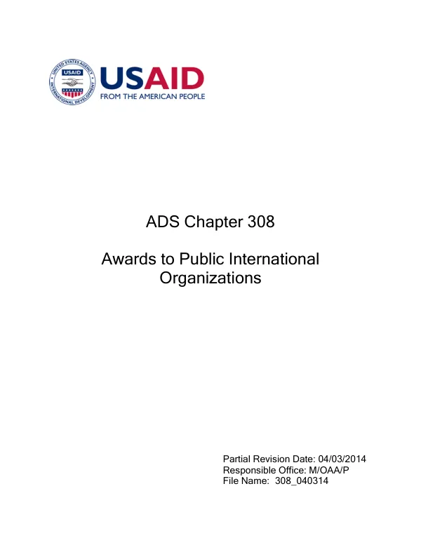 ADS chapter 308 : awards to public international organizations