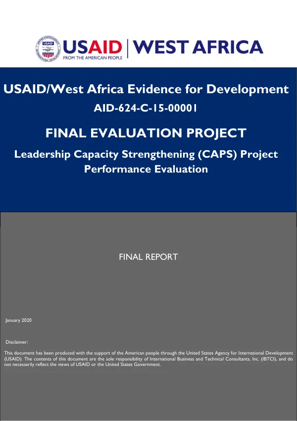 Final evaluation project : leadership capacity strengthening (CAPS) : project performance evaluation : final report