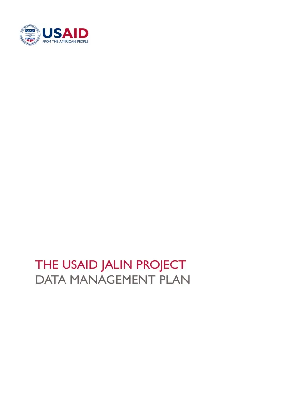 The USAID Jalin project data management plan