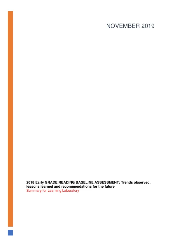 2018 early grade reading baseline assessment : trends observed, lessons learned and recommendations for the future