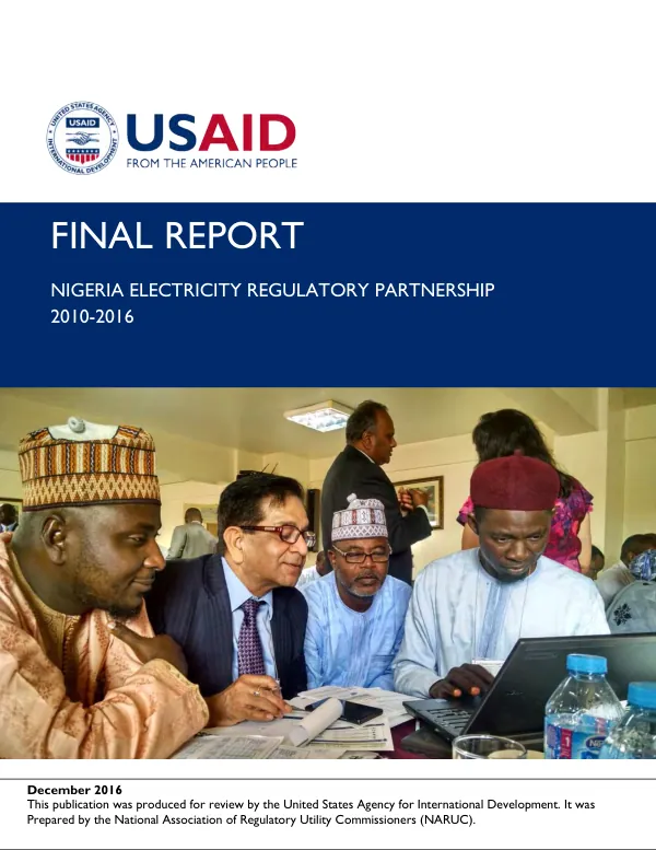 Final report : Nigeria electricity regulatory partnership, 2010-2016