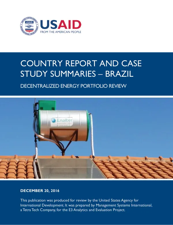 Decentralized energy portfolio review : country report and case study summaries -- Brazil