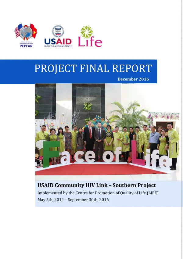 Project final report : USAID community HIV link - southern project, May 5th, 2014 - September 30th, 2016