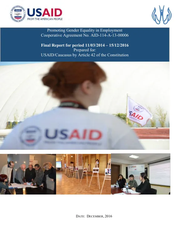 Promoting gender equality in employment : final report for period 11/03/2014 - 15/12/2016