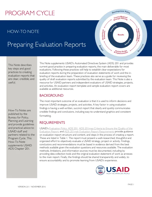 Preparing evaluation reports