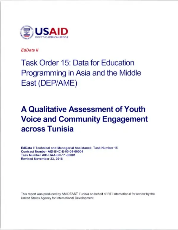 A qualitative assessment of youth voice and community engagement across Tunisia