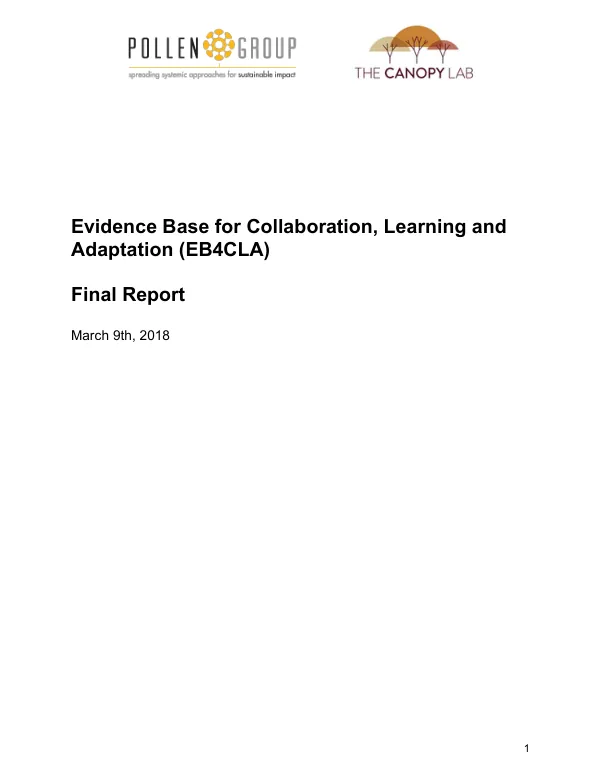 Evidence base for collaboration, learning and adaptation (EB4CLA) : final report