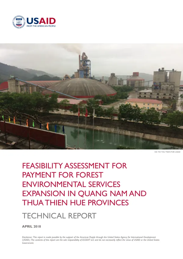 Feasibility assessment for payment for forest environmental services expansion in Quang Nam and Thua Thien Hue Provinces : technical report