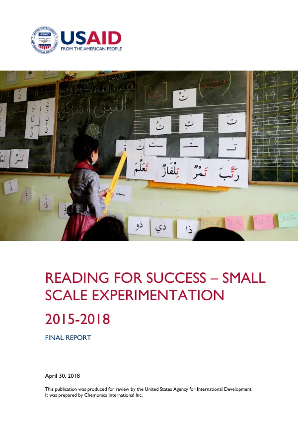 Reading for success - small scale experimentation, 2015-2018 : final report [Morocco]