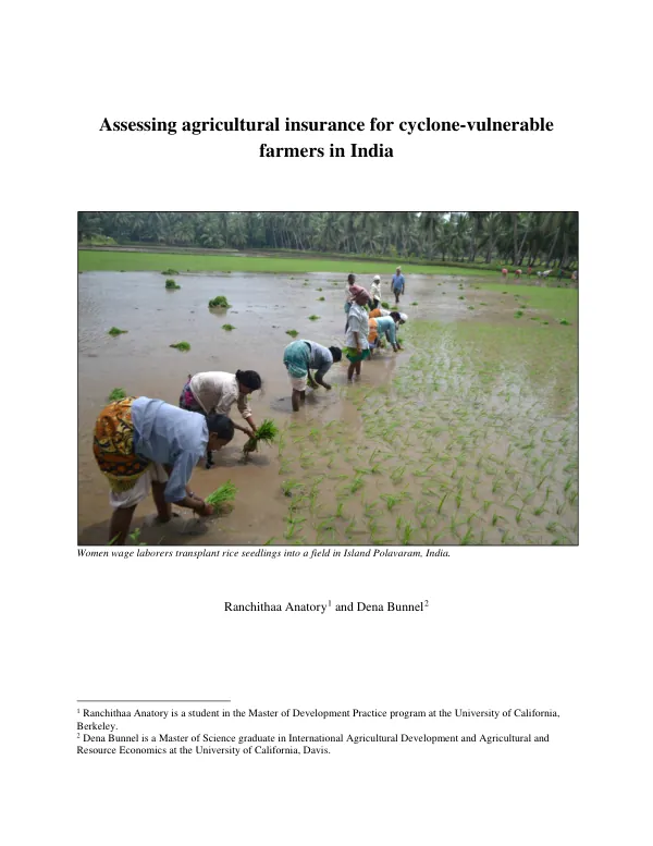 Assessing agricultural insurance for cyclone-vulnerable farmers in India
