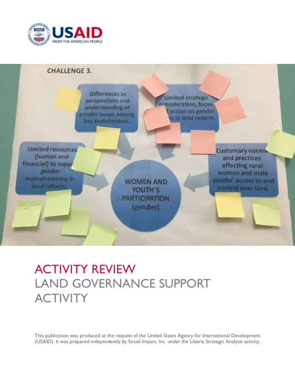 Activity review: land governance support activity