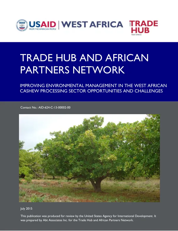 Improving environmental management in the West African cashew processing sector opportunities and challenges
