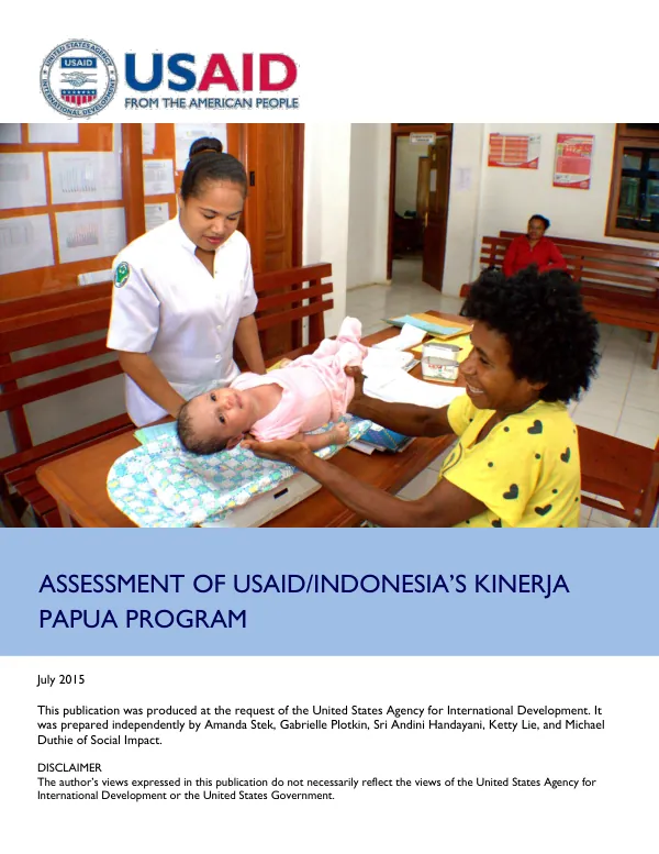 Assessment of USAID/Indonesia"s Kinerja Papua program