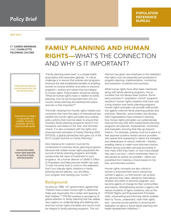 Family planning and human rights -- what"s the connection and why is it important?