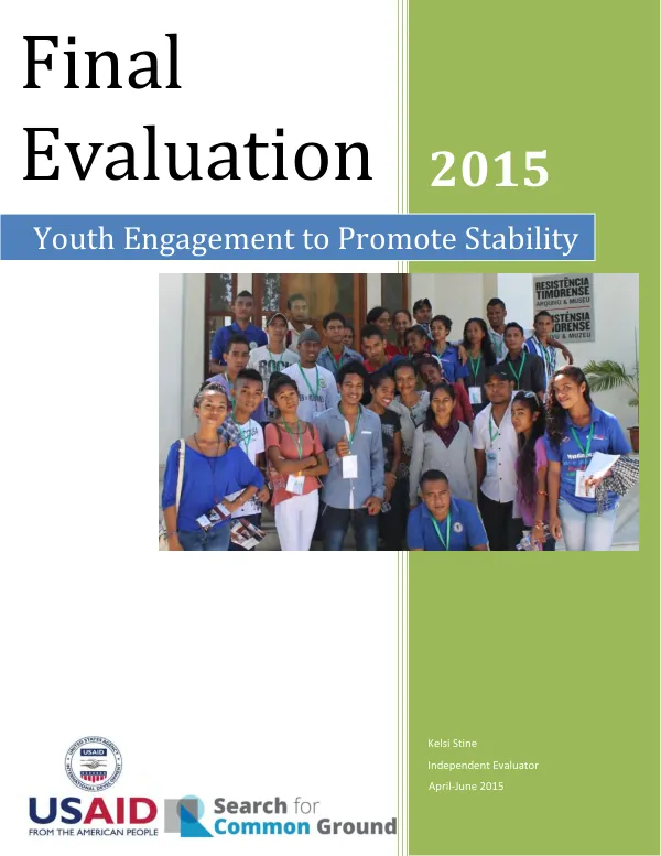 Final evaluation : youth engagement to promote stability
