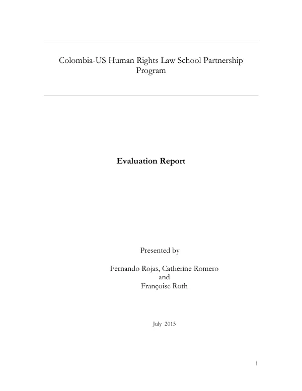 Colombia-US human rights law school partnership program : evaluation report