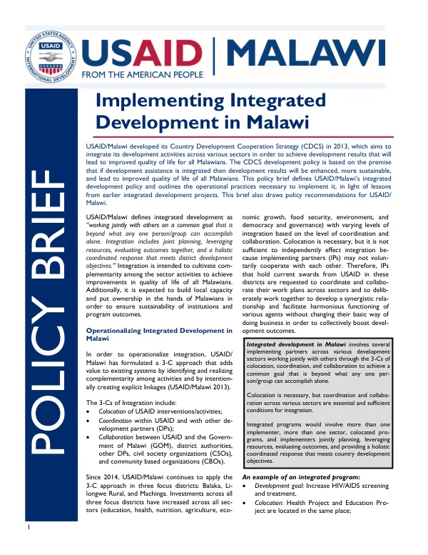 Implementing integrated development in Malawi