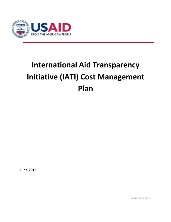 International aid transparency initiative (IATI) cost management plan