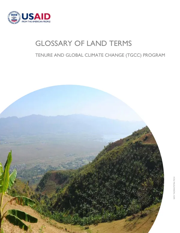 Glossary of land terms : tenure and global climate change (TGCC) program