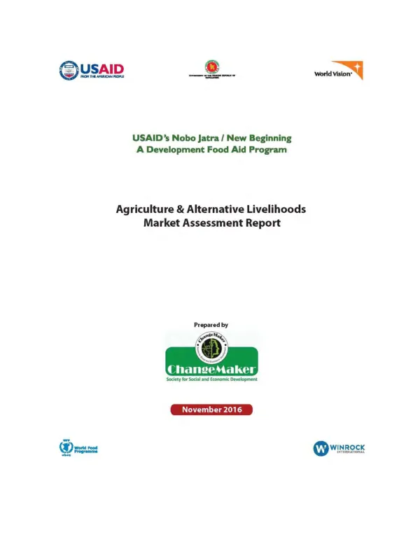 Agriculture & alternative livelihoods market assessment report