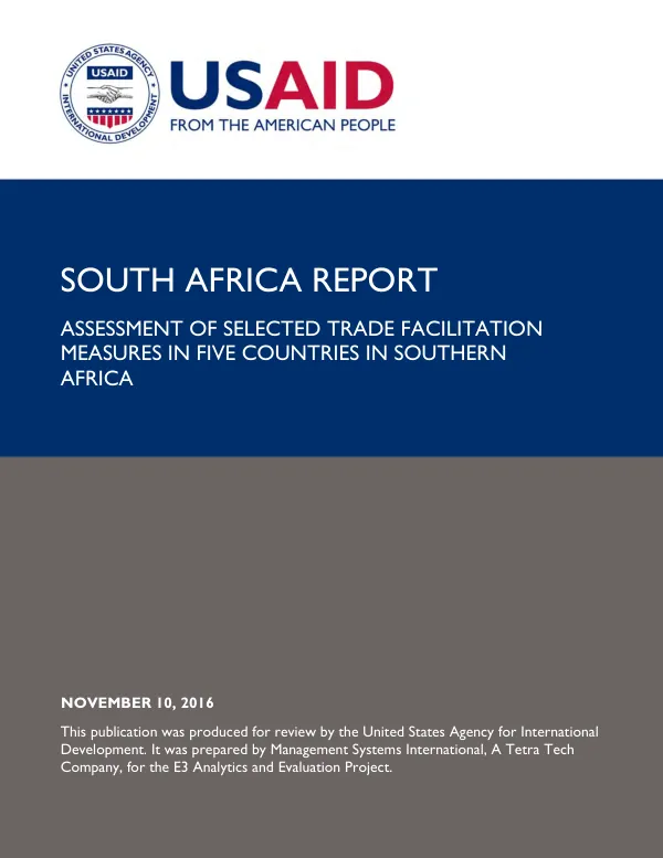 South Africa report : assessment of selected trade facilitation measures in five countries in Southern Africa