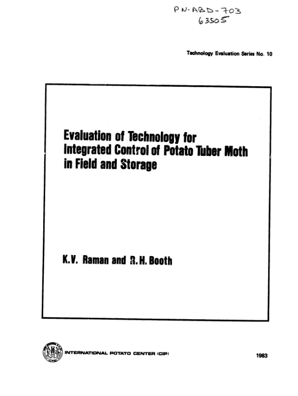 Evaluation of technology for integrated control of potato tuber moth in field and storage
