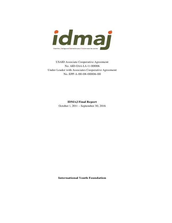 IDMAJ final report, October 1, 2011-September 30, 2016