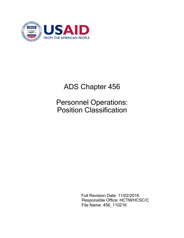 ADS chapter 456 : personnel operations : position classification