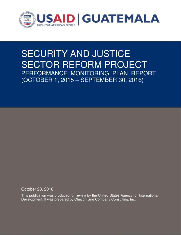 Security and justice sector reform project : performance monitoring plan report, FY2016 (October 1, 2015-September 30, 2016)