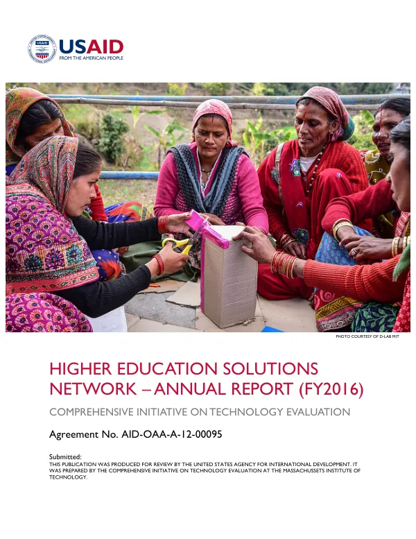 Higher education solutions network : annual report (FY2016) [Massachusetts Institute of Technology]