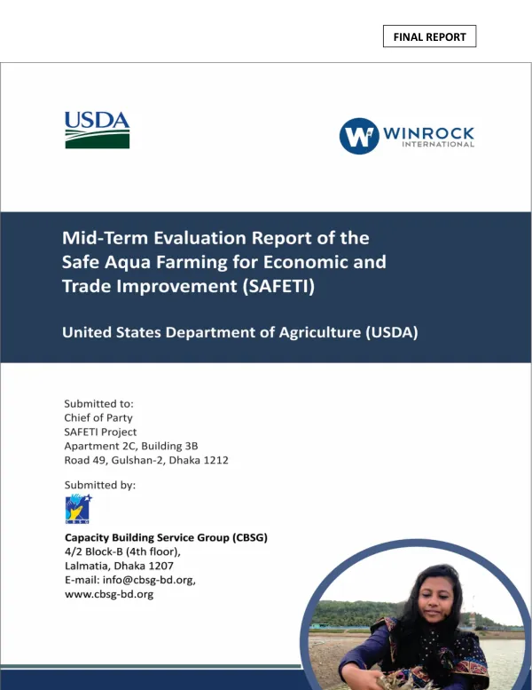 [USDA FY 2016 food for progress] mid-term evaluation report of the safe aqua farming for economic and trade improvement (SAFETI) project in Bangladesh