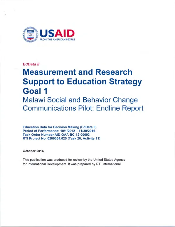 Malawi social and behavior change communications pilot : endline report