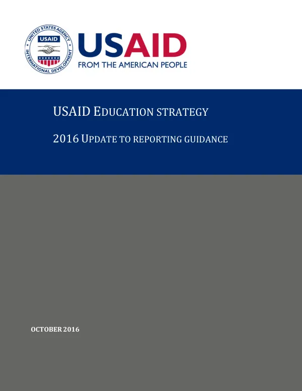 USAID education strategy : 2016 update to reporting guidance
