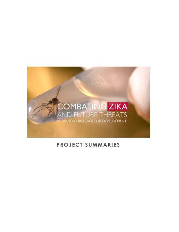 Combating Zika and future threats : a grand challenge for development : project summaries