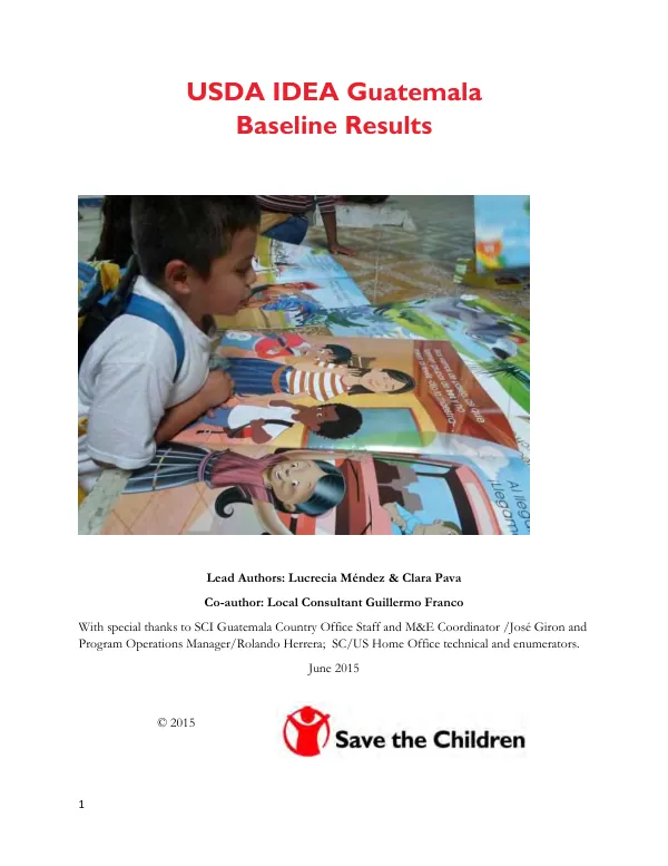 FY 2014 USDA McGovern-Dole IDEA Guatemala project : baseline results