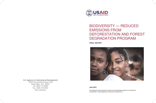 Biodiversity - reduced emissions from deforestation and forest degradation program : BIOREDD+ final report