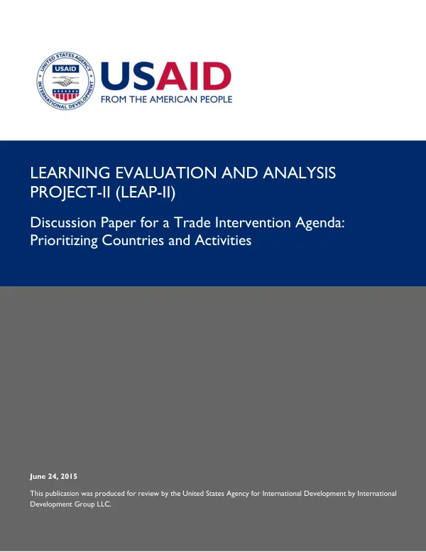 Learning evaluation and analysis project-II (LEAP-II) : discussion paper for a trade intervention agenda : prioritizing countries and activities
