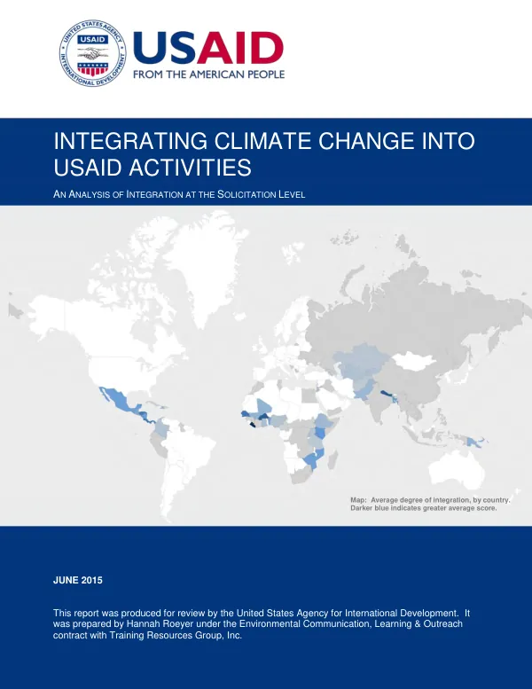 Integrating climate change into USAID activities : an analysis of integration at the solicitation level