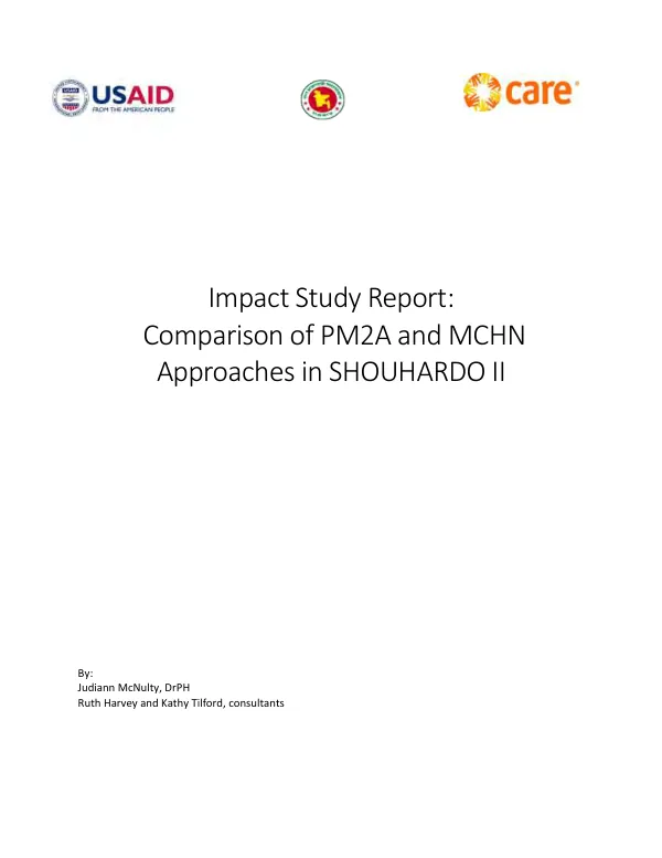 Impact study report : comparison of PM2A and MCHN approaches in SHOUHARDO II