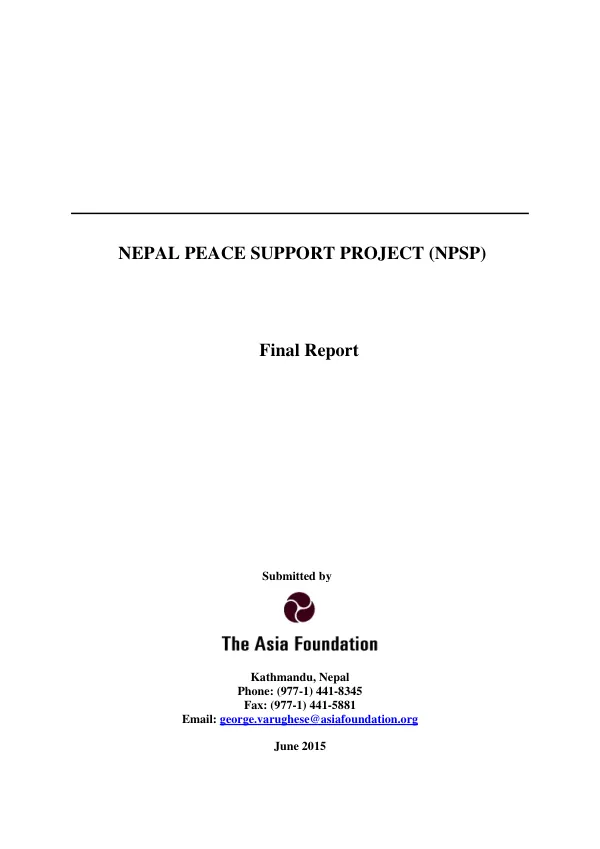 Nepal peace support project (NPSP) : final report