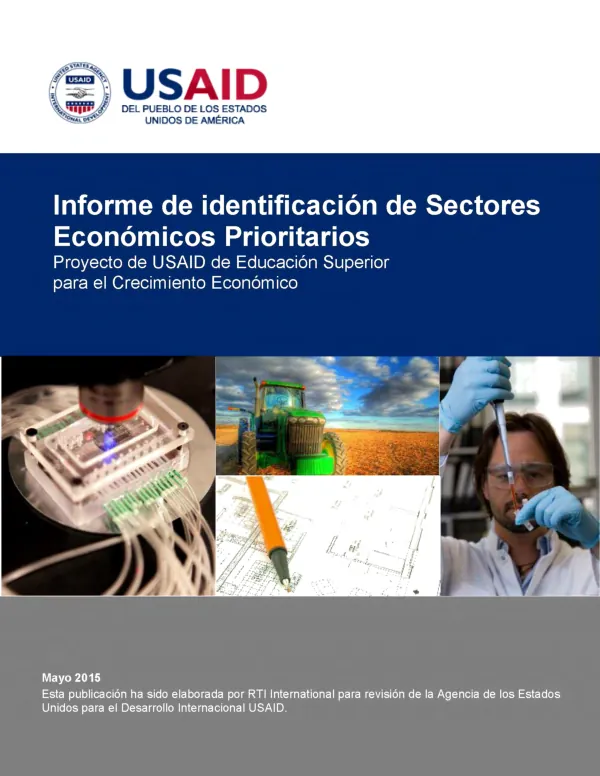 Informe de identificacion de sectores economicos prioritarios : proyecto de USAID de educacion superior para el crecimiento economico