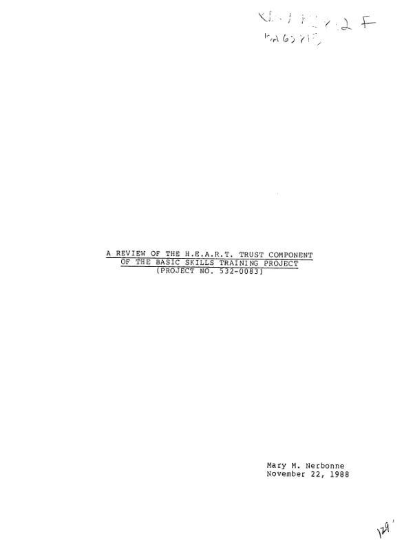 Review of the H.E.A.R.T. Trust component of the basic skills training project (project no. 532-0083)